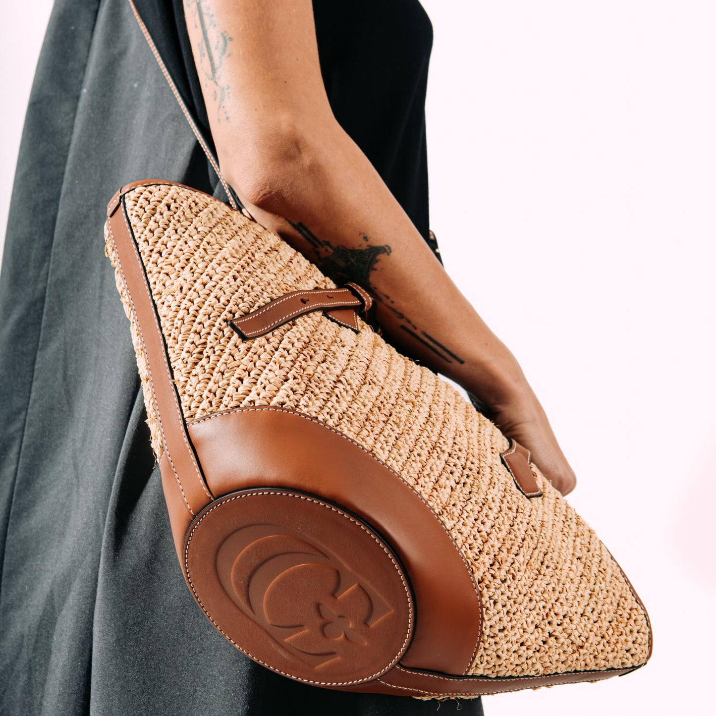 Brigitte Raffia Tote - Tan-Cecily Clune