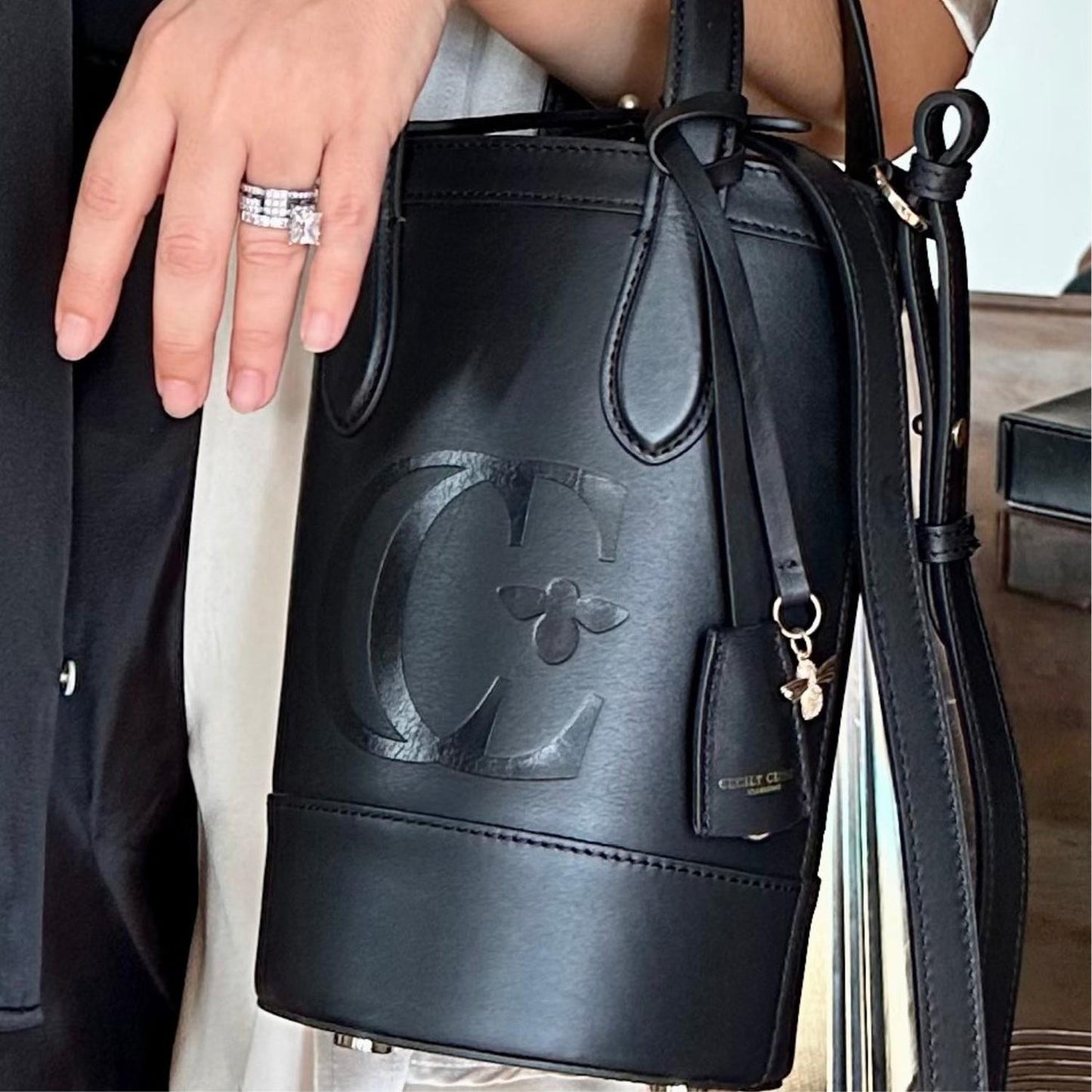 Forever Alice Bucket Bag - Smooth Black Luxury Leather-Cecily Clune