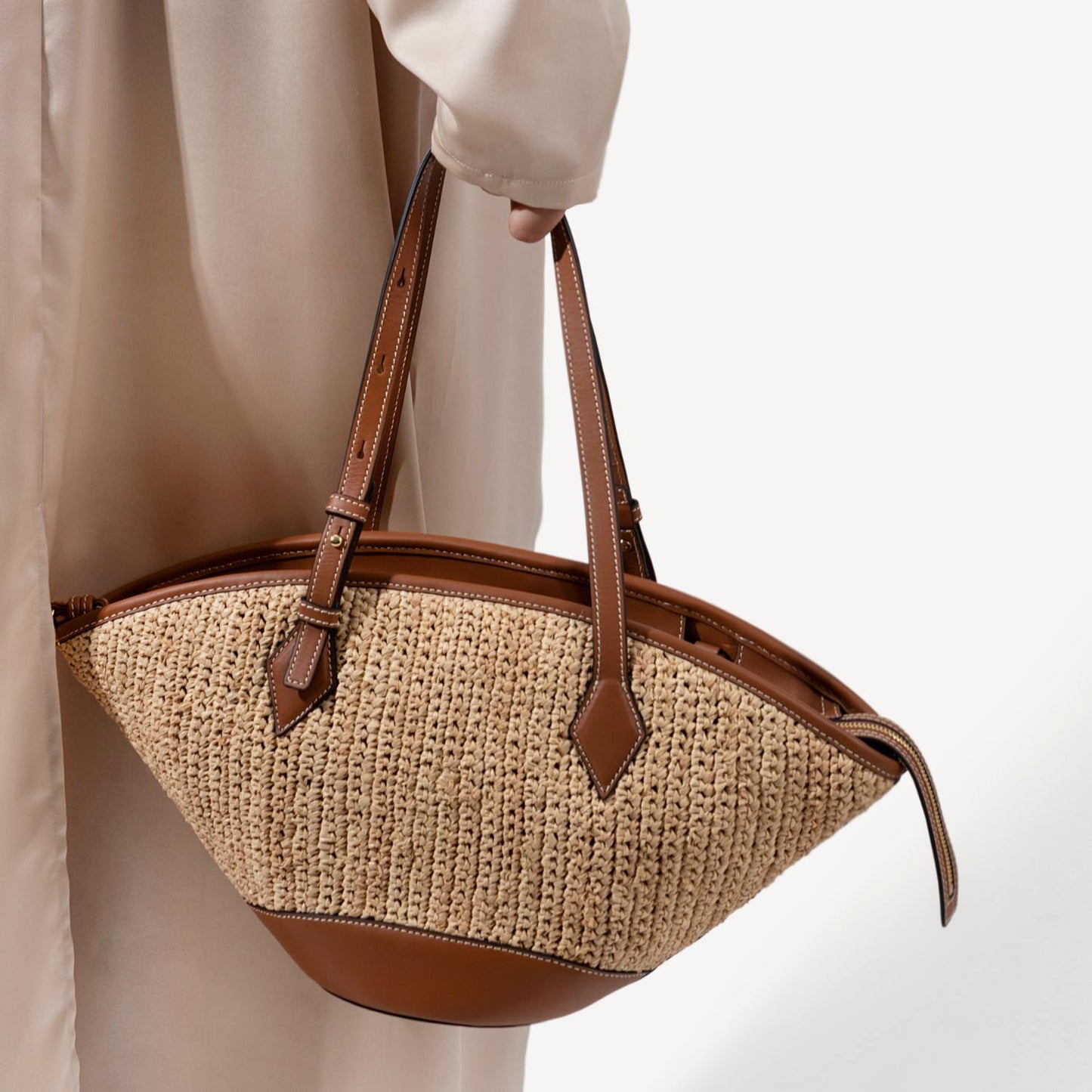 Brigitte Raffia Tote - Tan