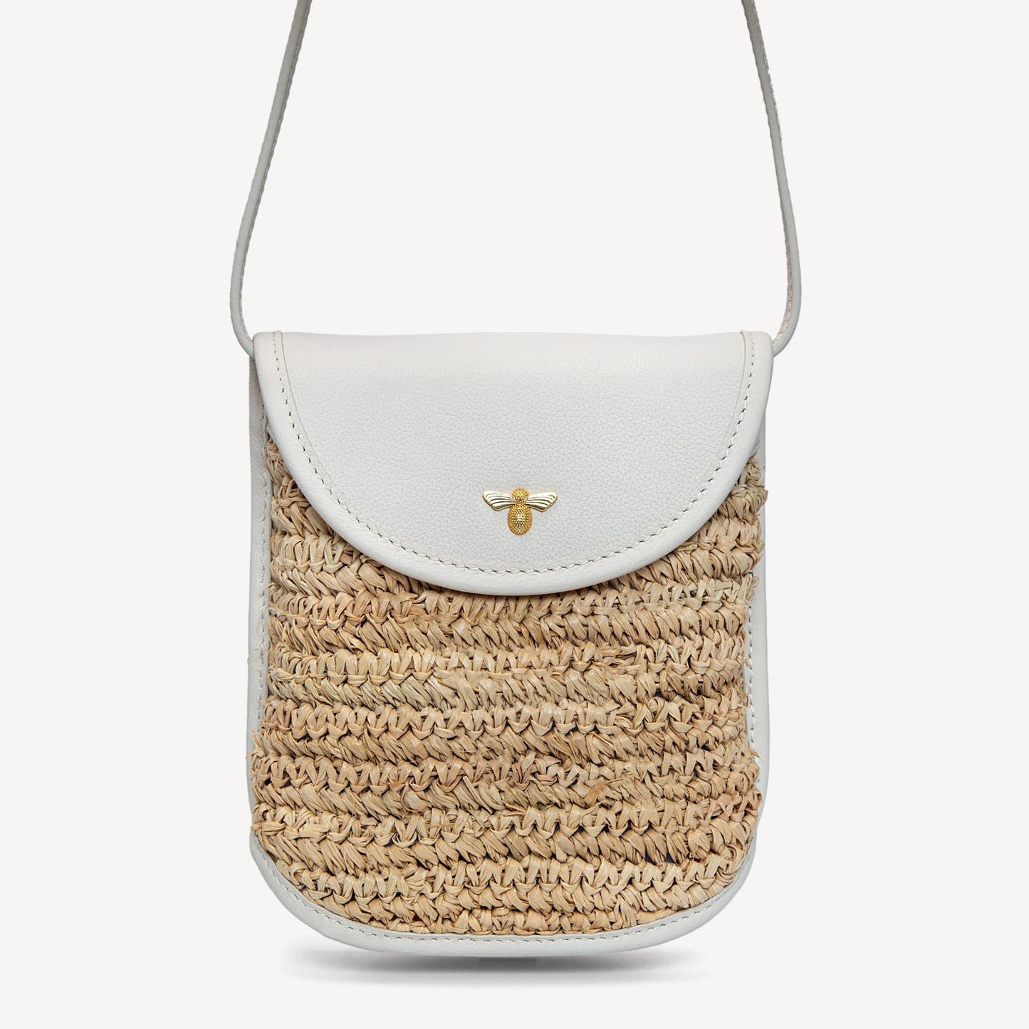 Issy crossbody pouch in raffia and leather