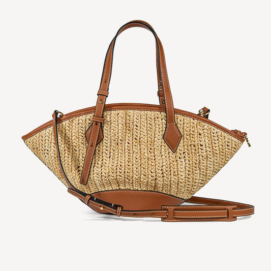 Brigitte Raffia Tote - Tan-Cecily Clune