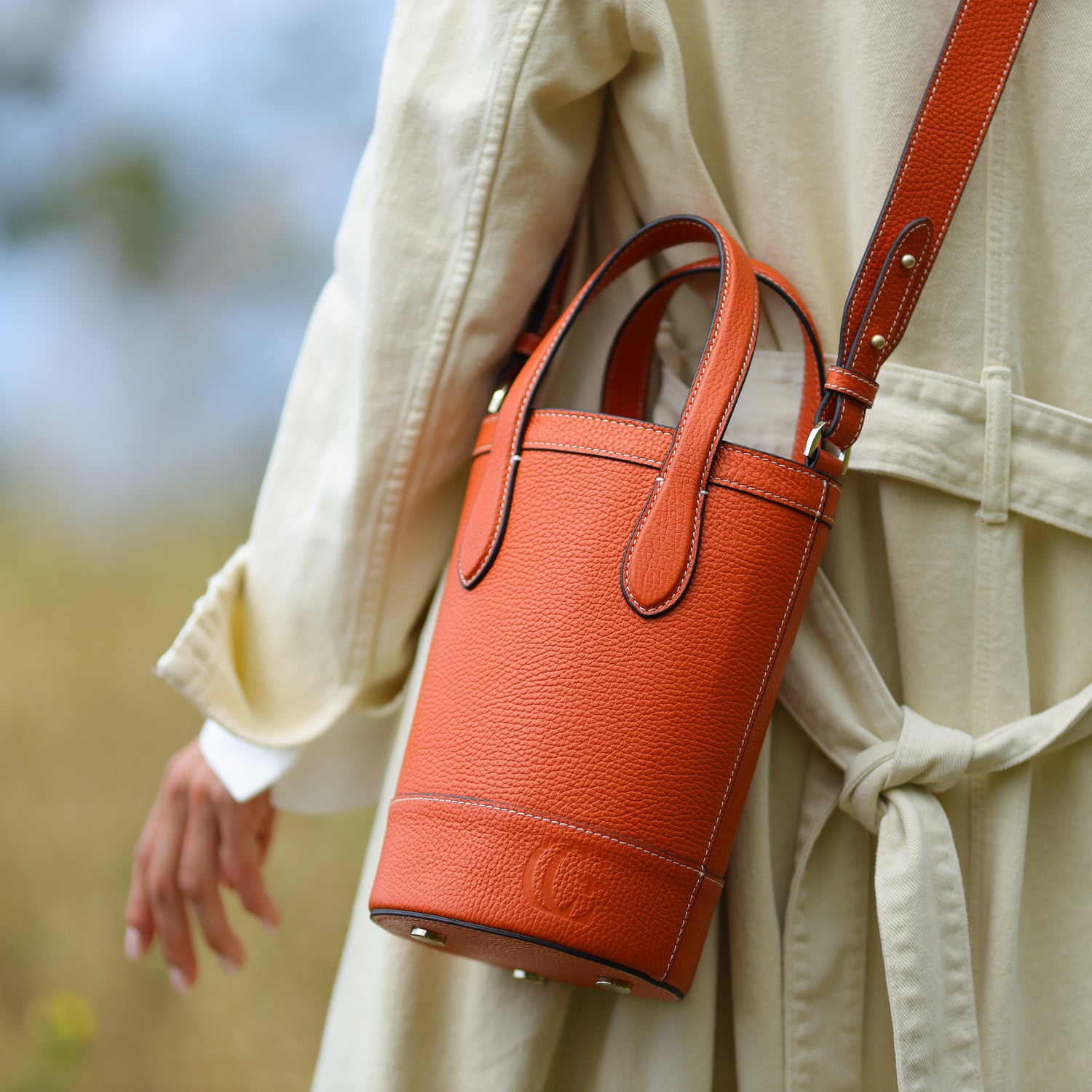 Alice Bucket Bag - Orange Luxury Leather-Cecily Clune
