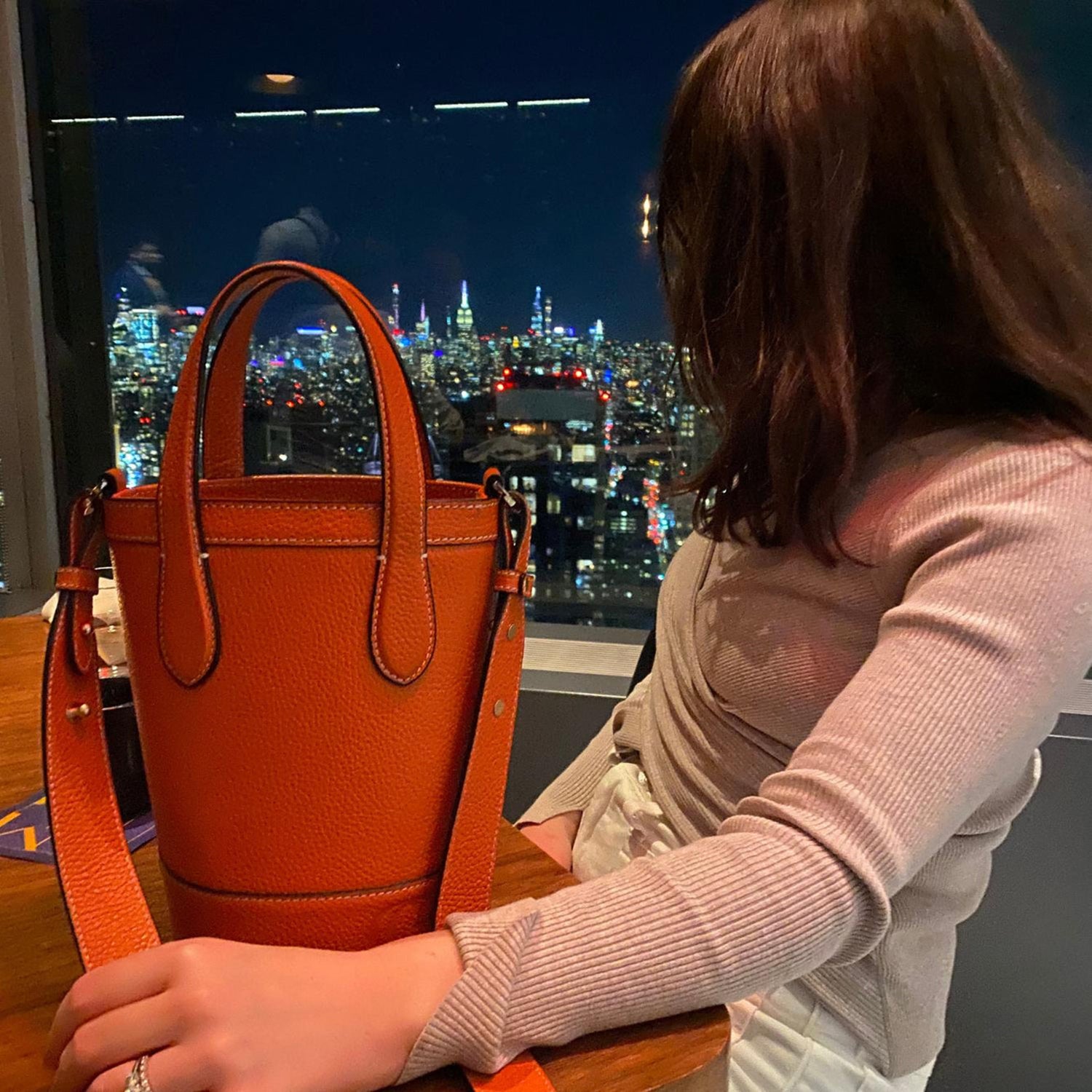 Alice Bucket Bag - Orange Luxury Leather-Cecily Clune